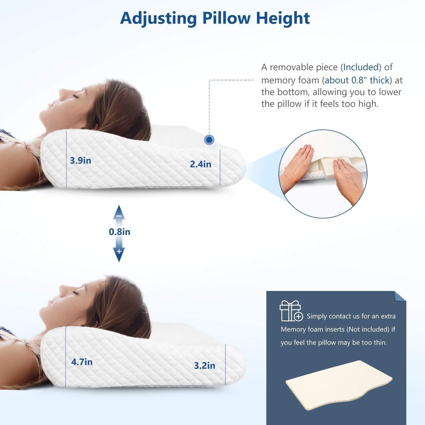 The Ultimate Adjustable Pillow for Neck Pain Relief - Ergonomic Memory Foam Cervical Pillow for Back, Side & Stomach Sleepers