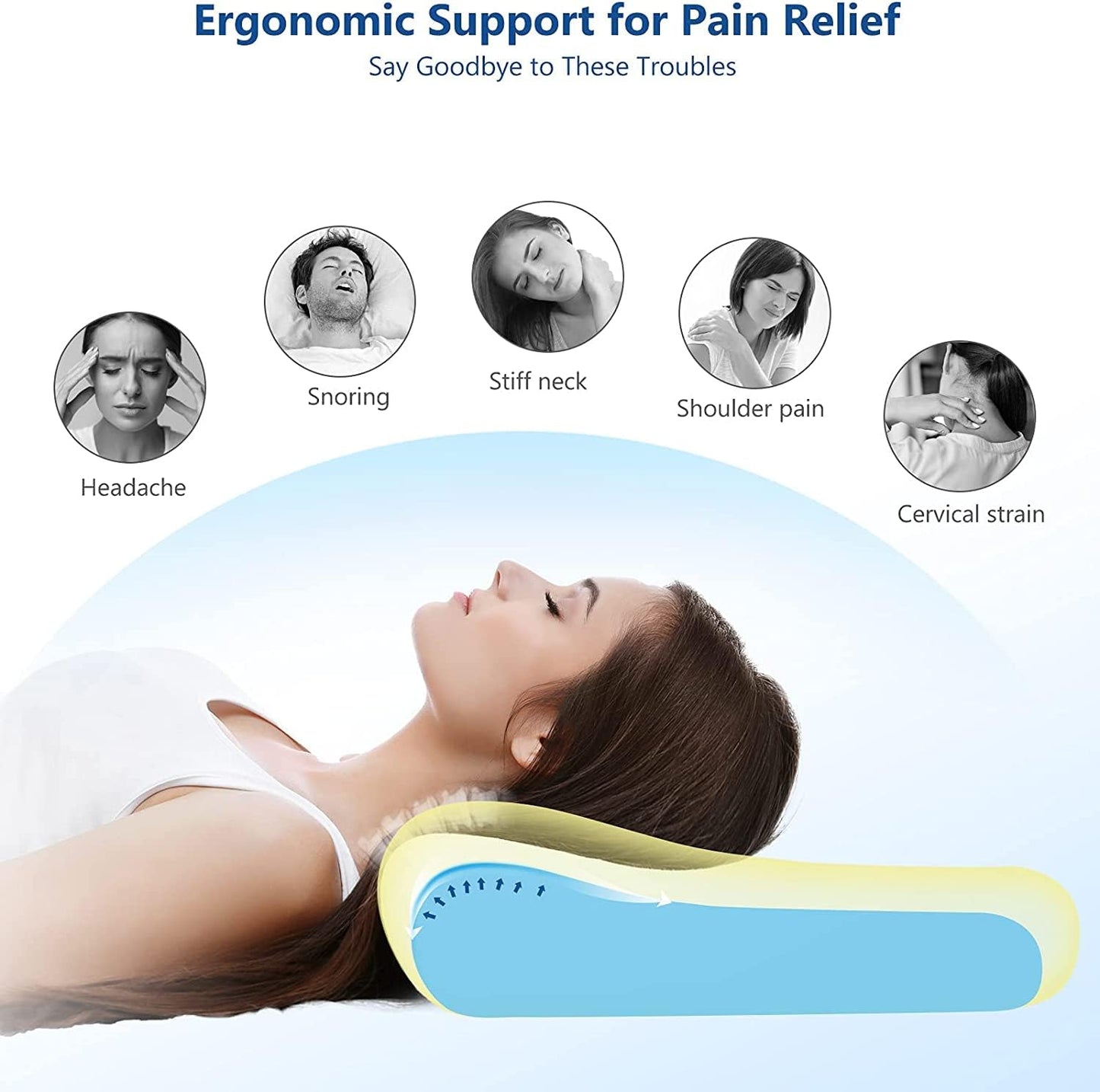 The Ultimate Adjustable Pillow for Neck Pain Relief - Ergonomic Memory Foam Cervical Pillow for Back, Side & Stomach Sleepers