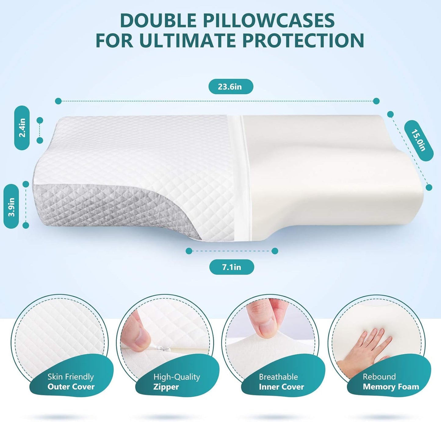 The Ultimate Adjustable Pillow for Neck Pain Relief - Ergonomic Memory Foam Cervical Pillow for Back, Side & Stomach Sleepers
