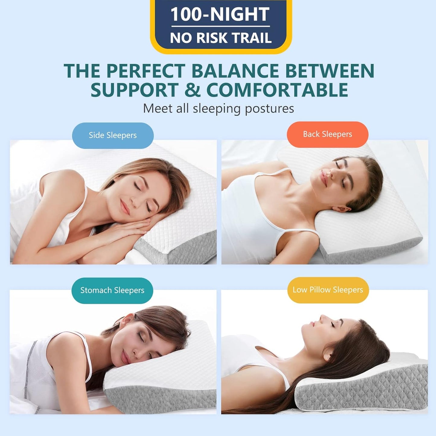 The Ultimate Adjustable Pillow for Neck Pain Relief - Ergonomic Memory Foam Cervical Pillow for Back, Side & Stomach Sleepers