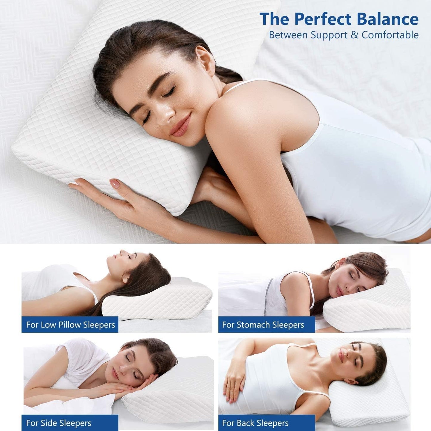 The Ultimate Adjustable Pillow for Neck Pain Relief - Ergonomic Memory Foam Cervical Pillow for Back, Side & Stomach Sleepers